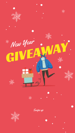 New Year special Offer with Cute Deer and Gifts Instagram Story Design Template