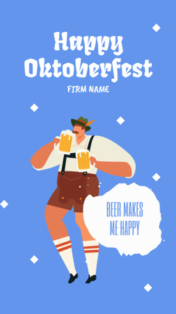 Folksy Oktoberfest Greeting With Beer Glasses Instagram Story Design Template