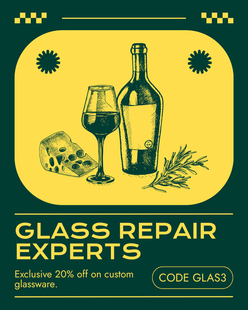 Experienced Glassware Repair Service With Discounts Instagram Post Vertical Πρότυπο σχεδίασης