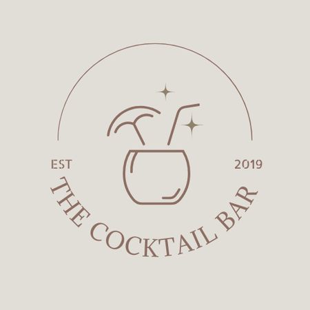 Cocktail Bar Ad with Coconut Beverage Logo Design Template