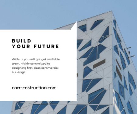 Construction Company promo with Modern Building Large Rectangle Šablona návrhu
