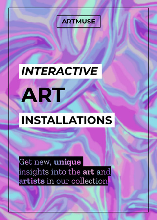 Plantilla de diseño de Anuncio de instalaciones de arte interactivo en patrón brillante Flayer 