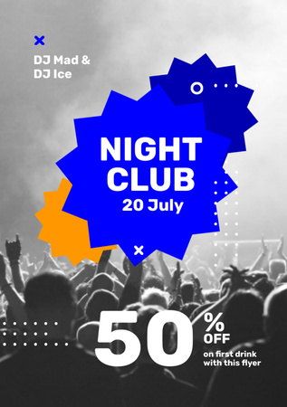 Night Club Promotion with Silhouettes of People Flyer A5 Design Template