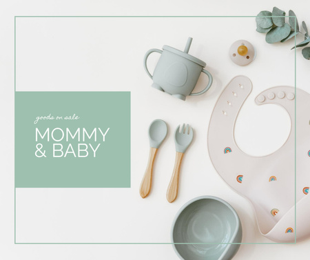 Cute Little Baby's Tableware Facebook Design Template