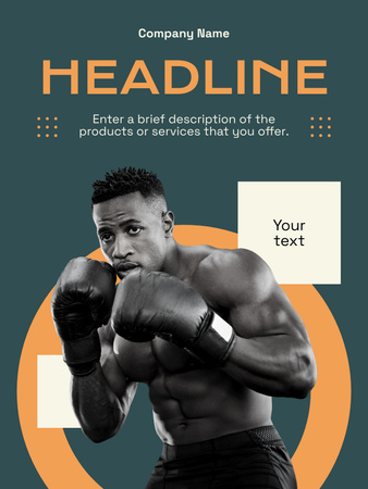 Young African American Man at Boxing Training Poster US Design Template