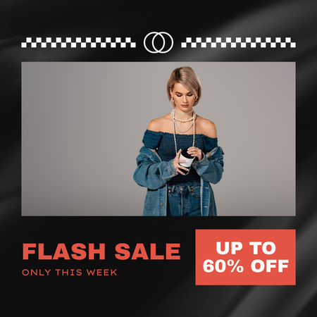 Sale Announcement with Stylish Blonde Woman Instagram Design Template