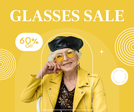 Yellow Sunglasses Sale with Elderly Facebook Design Template
