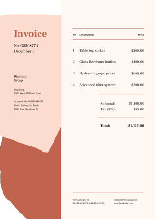 Ontwerpsjabloon van Invoice van Zakelijke bedrijfsdiensten met geschilderde vlekken