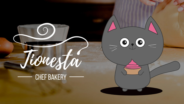 Plantilla de diseño de Bakery Offer Cute Cat with Cupcake Full HD video 