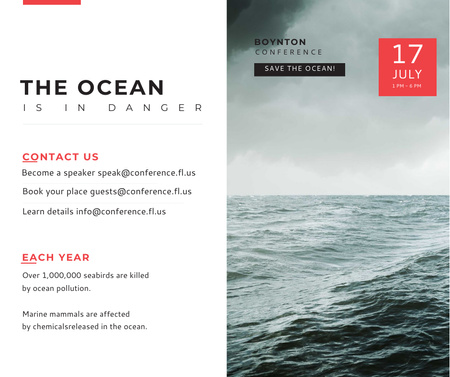 Ecology Conference Stormy Sea Waves Facebook Tasarım Şablonu