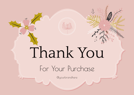 Thank You Message with Flower Composition Card Design Template