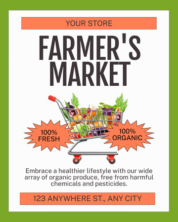 Plantilla de diseño de Oferta de Productos Orgánicos en Farmer's Market Instagram Post Vertical 