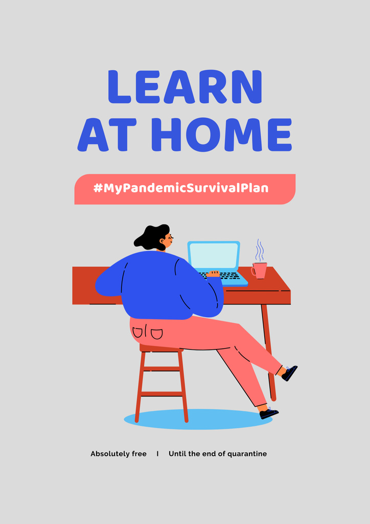 Free Learning at Home During Pandemic Poster B2 Πρότυπο σχεδίασης