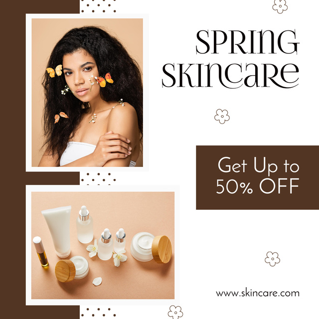 Szablon projektu Collage with Sale Announcement of Skin Care Cosmetics Instagram AD