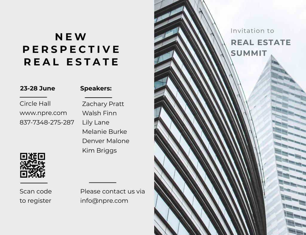 Designvorlage Real Estate Summit About Perspectives In Branch für Invitation 13.9x10.7cm Horizontal