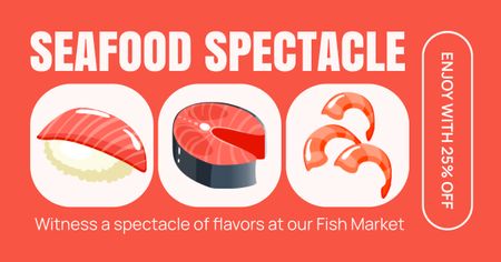 Впечатляющие скидки на морепродукты Facebook AD – шаблон для дизайна