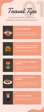 List of Tourist Tips with Cute Images Infographic Design Template