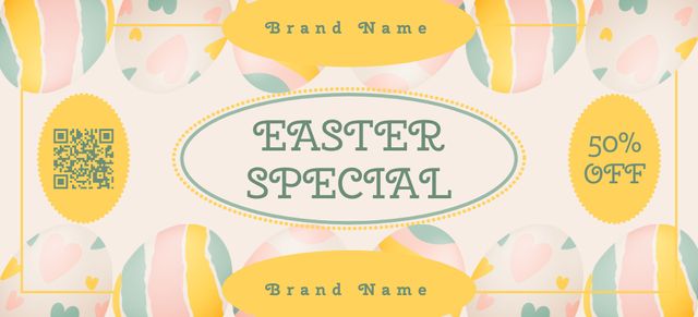 Easter Offer in Pastel Colors Coupon 3.75x8.25in Design Template