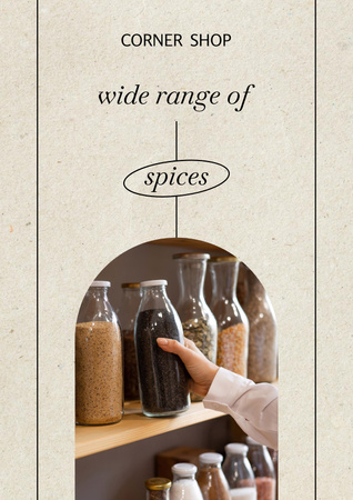 Spices Shop Ad with Bottles Poster tervezősablon
