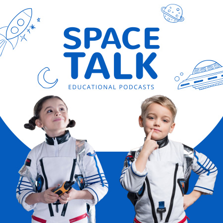 Space Talk Educational Podcast Cover Podcast Cover Design Template