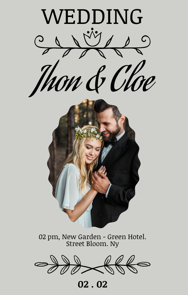 Plantilla de diseño de Wedding Ceremony Announcement With Bride and Groom Invitation 4.6x7.2in 