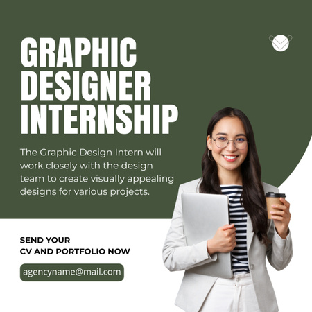 Designvorlage Graphic Designer Internship für LinkedIn post