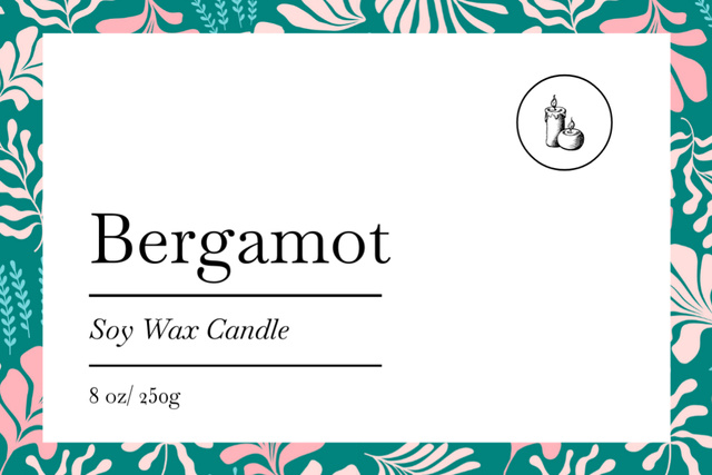 Amazing Soy Wax Candle With Bergamot Scent Label Πρότυπο σχεδίασης