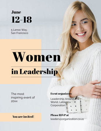 Confident Businesswoman At Leadership Event Invitation 13.9x10.7cm Design Template
