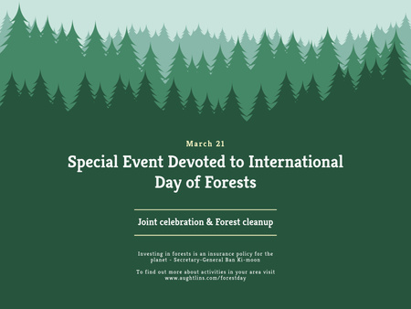 Announcement of International Day of Forests In March Poster 18x24in Horizontal Tasarım Şablonu