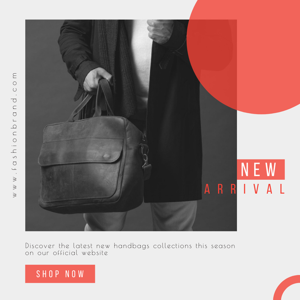 Designvorlage Advertising New Collection of Men's Bags für Instagram