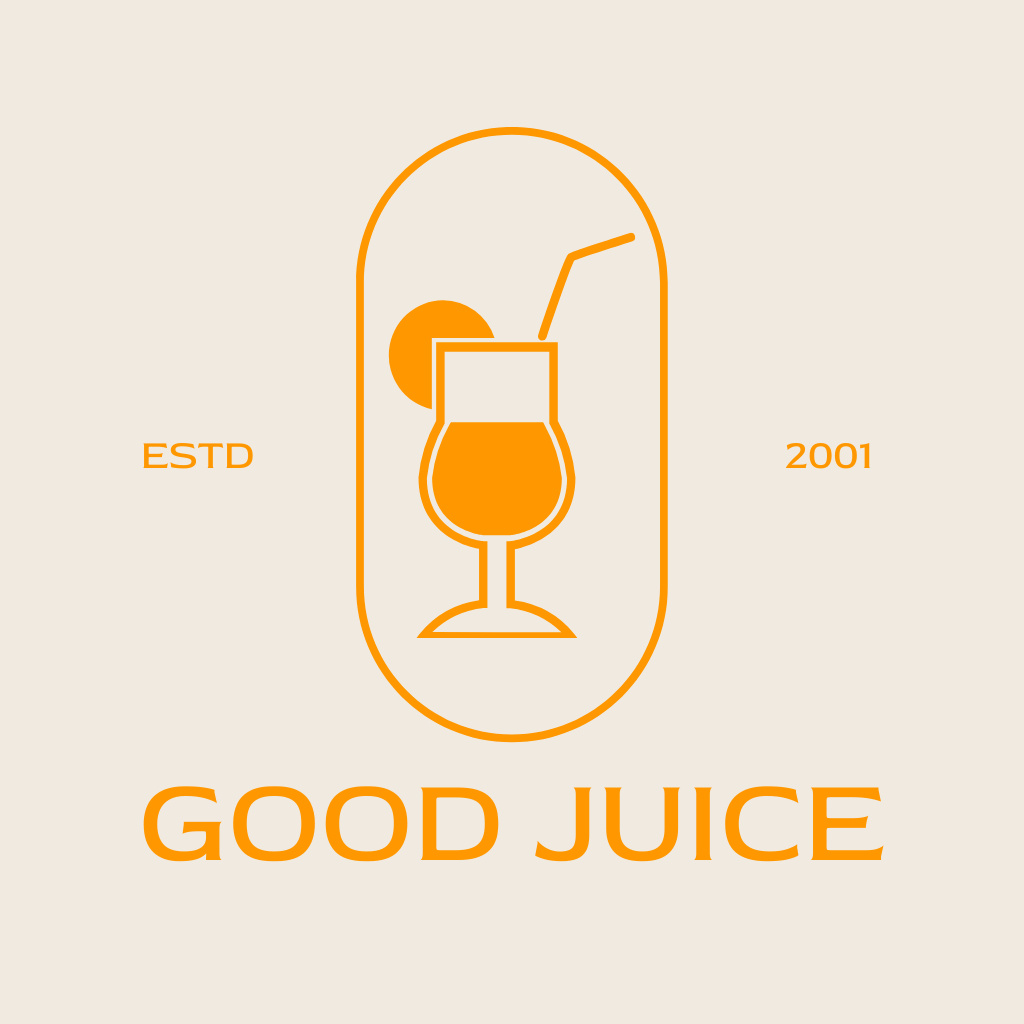 Lovely Cafe Ad with Fresh Juice In Glass Logo Design Template