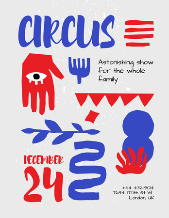 Plantilla de diseño de Anuncio de evento de espectáculo de circo con ilustración brillante Poster 8.5x11in 