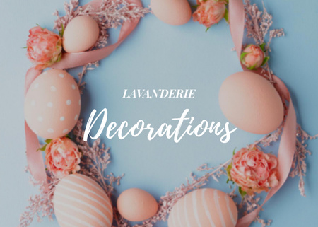 Vibrant Holiday Decor Offer with Easter Eggs Wreath Flyer 5x7in Horizontal tervezősablon