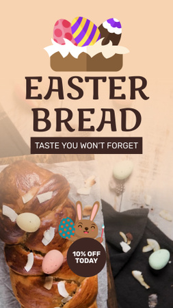 Bread For Easter With Discount And Bunny Instagram Video Story Modelo de Design