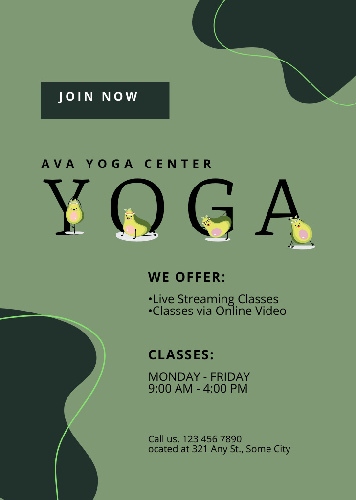 Yoga Center Services Offer With Contacts Postcard A6 Vertical Design Template
