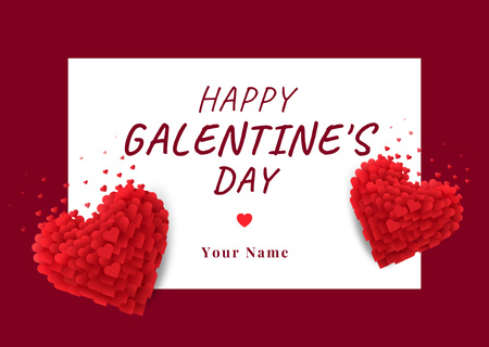 Galentine's Day Greeting in Red Frame Postcard Design Template
