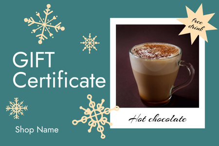 Ontwerpsjabloon van Gift Certificate van Winter Offer of Hot Chocolate