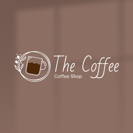 Coffee Shop Emblem with Cup Sketch Logo Design Template