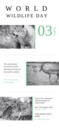 World Wildlife Day with Animals in Natural Habitat Flyer 3.75x8.25in Design Template