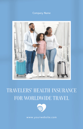 Insurance Company Advertisement with Young African American Couple at Airport Flyer 5.5x8.5in Design Template