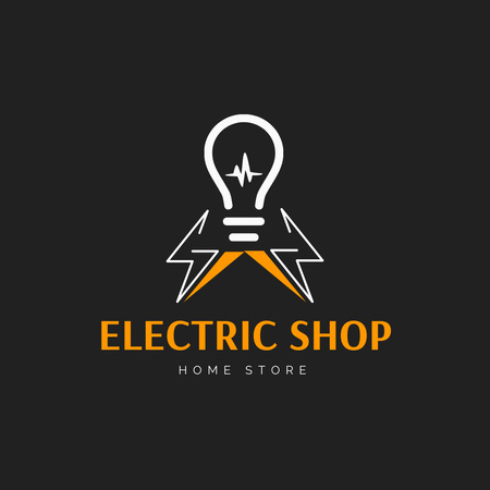 Template di design home negozio di annunci con lampadina Logo
