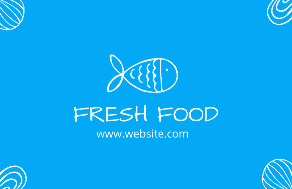 Designvorlage Fresh Seafood Loyalty Program on Blue für Business Card 85x55mm