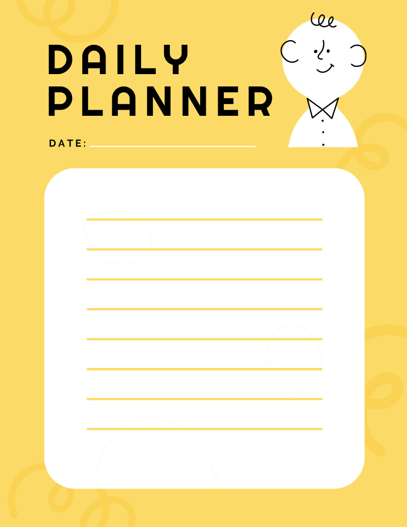 Personal Planner with Man in Yellow Notepad 8.5x11in Tasarım Şablonu