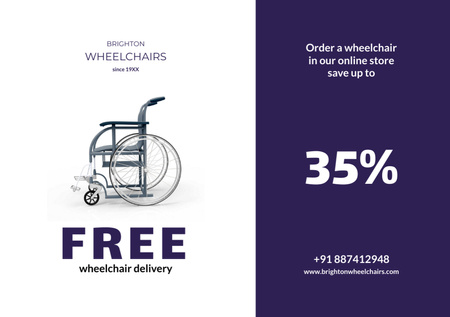 Wheelchairs Store Ad with Discount Flyer A5 Horizontal Design Template