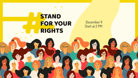 Template di design annuncio della giornata dei diritti umani con donne diverse FB event cover