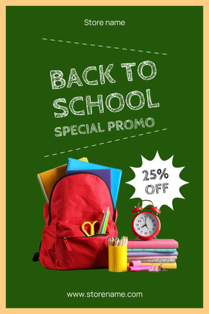 Modèle de visuel Remise promotionnelle spéciale pour les sacs à dos scolaires - Pinterest