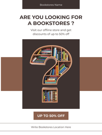 Ontwerpsjabloon van Poster US van Special Discount Offer in Bookstore