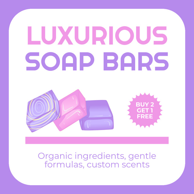 Promotional Offer for Handmade Soap with Gentle Formula Animated Post – шаблон для дизайну