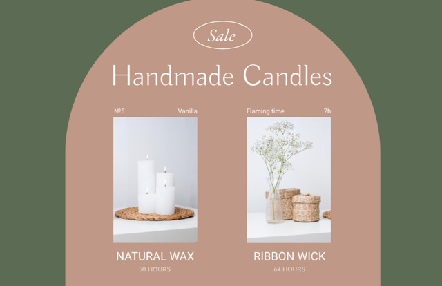 Ontwerpsjabloon van Flyer 5.5x8.5in Horizontal van Cute Handmade Candles Sale Offer