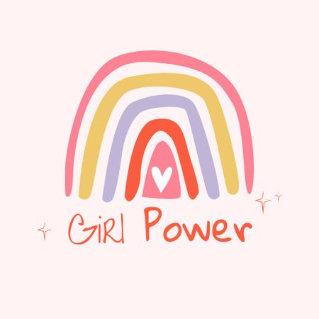 Girl Power Inspiration with Cute Rainbow Logo Design Template